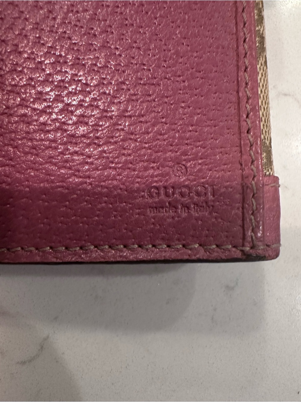 Gucci Beige GG Canvas Wallet with Pink Leather Trim - Picture 11 of 11
